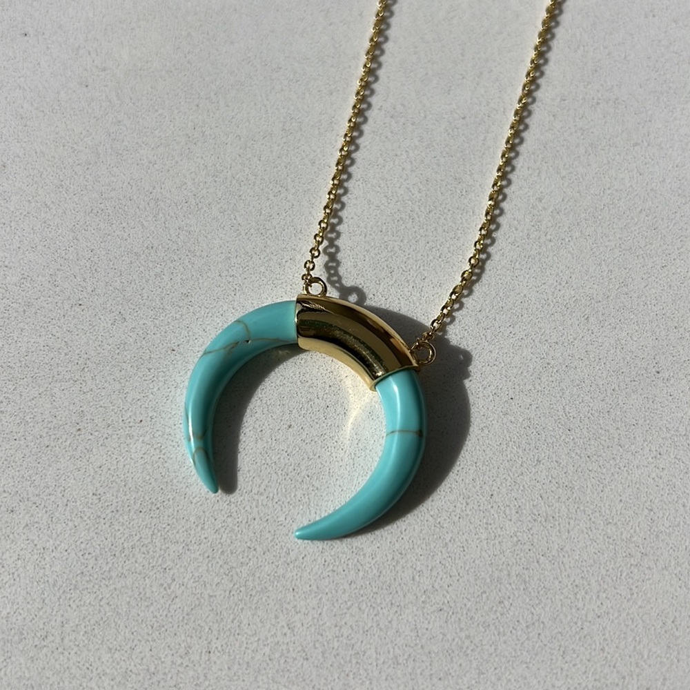 Gorjana Turquoise marbled crescent necklace